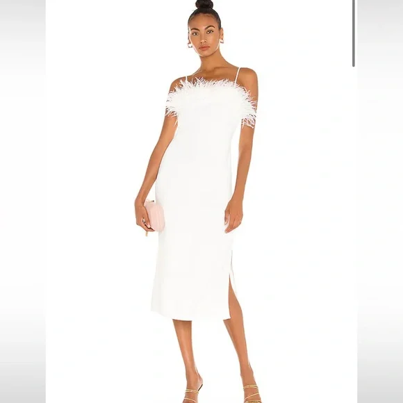 Elliatt Harley Dress in Ivory NWT Marabou Feather Detailing - Picture 3 of 11